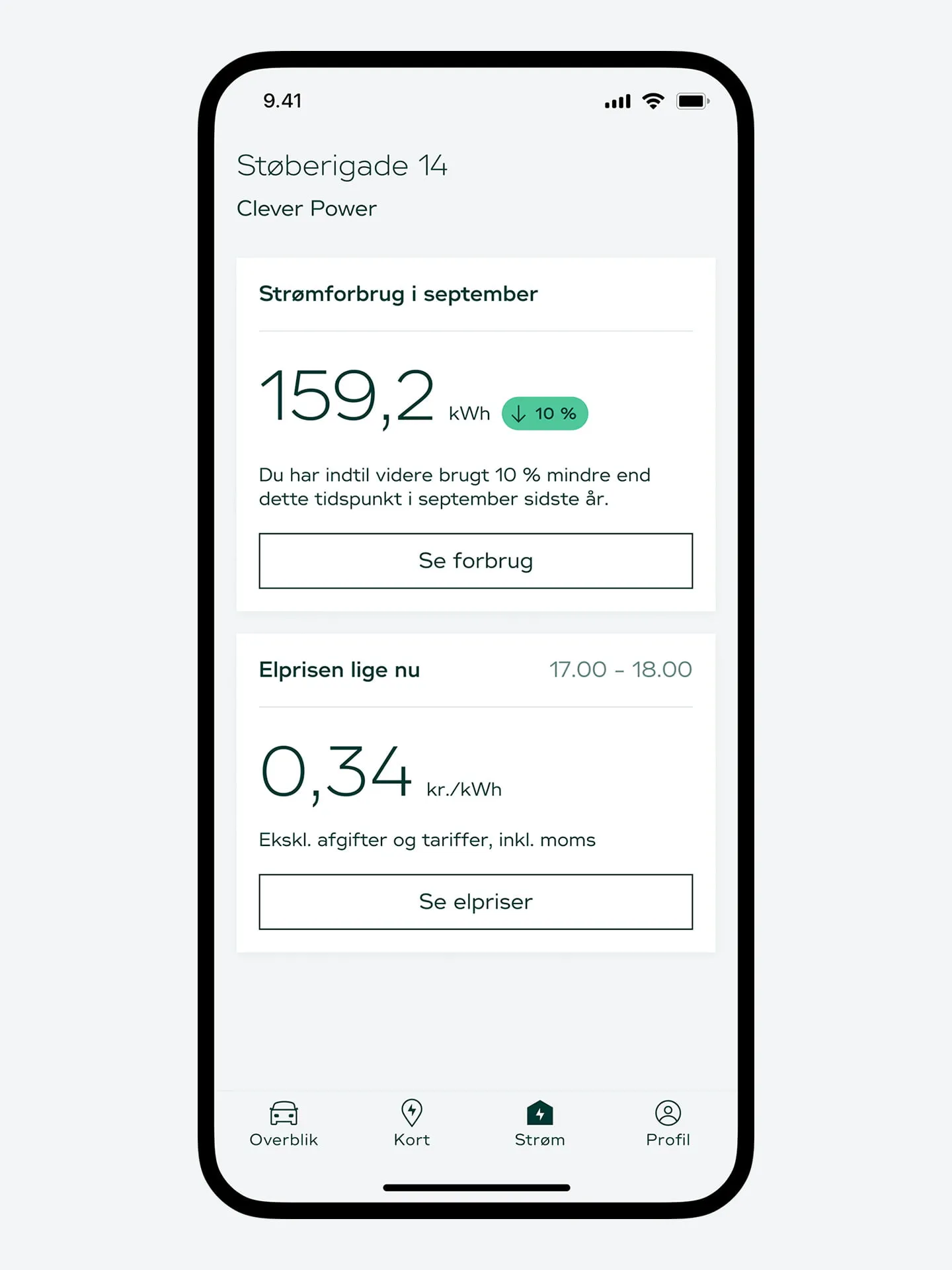 strøm strømforbrug power elpris app